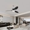 52'' ABS Blades Ceiling Fan with Lights and Remote (6 Speeds Adjustable) , DC Motor Modern Ceiling Fan with 3 ABS Fan Blades & 2 Down Rods