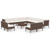 14 Piece Patio Lounge Set with Cushions Poly Rattan Brown