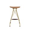 Metal Backless Barstool with Flared legs and Braces Support, Set of 2, Gold