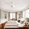 52" Ceiling Fan Without Light, 3 ABS Blades Farmhouse Ceiling Fan with Remote Control 6-speed Reversible DC Motor White for Living Room, Bedroom