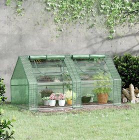 Portable Greenhouse Garden Hot House with Two PE/PVC Covers;  Steel Frame and 2 Roll Up Windows 6' x 3' x 3'