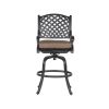 Patio Outdoor Aluminum Bar Stool With Cushion, Set of 2, Dupione Brown