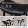 Bar Stools Set of 2 Armless Counter Low Bar Stools Without Back Modern PU Leather Stools with Metal Leg and Footrest ,Black