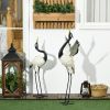 Outsunny Heron Garden Statues, 35.5" & 40.5" Standing Bird Sculptures, Metal Yard Art Decor for Lawn, Patio, Backyard, Landscape Decoration Set of 2