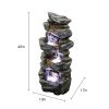 Outdoor Fountain 40inches Poly-resin Rock Water Fountain with LED Lights