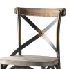 Antique Copper and Antique Oak Bar Stool with Cross Back