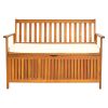 Wooden Outdoor Storage Bench Large Deck Box, Entryway Storage Bench with Inner Waterproof Dustproof Lining for Patio Garden Balcony Yard