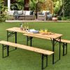 3 Pieces Folding Wooden Picnic Table Bench Set