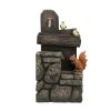 15x14.1x26.4" Decorative Two-Tiered Water Fountain with Woodland Animal Design, Outdoor Fountain with Light and Pump