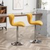 Ellston Upholstered Adjustable Swivel Barstools in Yellow, Set of 2