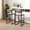 Gray Set of 2 Hand Weave Bar Stools with Back Counter Height Bar Chairs Paper Rope Woven Dining Stool for Kitchen, Home & Office (Gray)