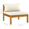 Sectional Middle Sofa with Cream White Cushion Acacia Wood