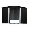 6 x 8 Ft Outdoor Storage Shed, Patio Steel Metal Shed w/Lockable Sliding Doors, Vents, Yard Tool House for Bike Lawnmower, Dark Gray