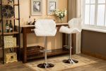 Glasgow Contemporary Tufted Adjustable Height Hidraulic Bar Stools, Set of 2, White