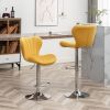 Ellston Upholstered Adjustable Swivel Barstools in Yellow, Set of 2