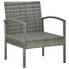 4 Piece Patio Lounge Set with Cushions Poly Rattan Gray