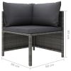 3-Seater Patio Sofa with Cushions Gray Poly Rattan