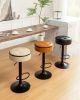 Round Storage Bar Stool Set of 2, Black Faux Leather Height Adjustable Barstool, 360Â°Counter Height Swivel Stool