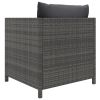 Patio Sofa with Cushions Gray Poly Rattan