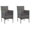 3 Piece Garden Dining Set Gray Poly Rattan and Glass