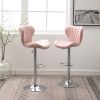 Ellston Upholstered Adjustable Swivel Barstools in Pink, Set of 2