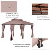 Outsunny 10' x 13' Patio Gazebo, Outdoor Gazebo Canopy Shelter with Curtains, Vented Roof, Steel Frame for Garden, Lawn, Backyard and Deck, Khaki