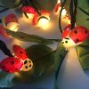 1pc, Solar Ladybug String Lights (20 LEDs), Waterproof Outdoor Lights, Bar Festival Decor, Color Lights, Indoor Decor, Outdoor Decor, Garden Decor