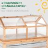 Outsunny Raised Garden Bed with Polycarbonate Greenhouse, Wooden Garden Cold Frame Greenhouse, Flower Planter Protection, 48" x 24" x 32", Natural