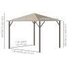 10' x 10' Patio Gazebo Aluminum Frame Outdoor Canopy Shelter with Sidewalls, Vented Roof for Garden, Lawn, Backyard, and Deck, Khaki