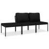 3 Piece Garden Lounge Set with Cushions Black PVC