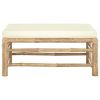 Garden Footrest with Cream White Cushion Bamboo