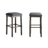 Arnhem Wood Upholstered Bar Stools, Set of 2, Grey