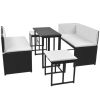 5 Piece Outdoor Dining Set Steel Poly Rattan Black