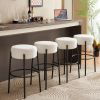 30" Tall, Round High Bar Stools, Set of 2 - Contemporary upholstered dining stools for kitchens