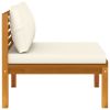 2 Piece Sofa Set with Cream White Cushions Solid Acacia Wood