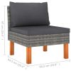 Middle Sofa Poly Rattan and Solid Eucalyptus Wood