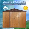 8ft x 10ft Outdoor Metal Storage Shed with Metal Floor Base,Coffee