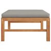 Footrest with Dark Gray Cushion Solid Teak Wood