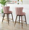 Leland Fabric Upholstered Wingback Bar Stools, Set of 2, Pink