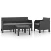 3 Piece Garden Lounge Set with Cushions PP Anthracite