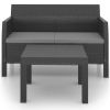 2 Piece Garden Lounge Set with Cushions PP Anthracite