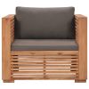 Garden Sofa Chair with Dark Gray Cushions Solid Teak Wood