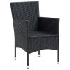 3 Piece Patio Dining Set with Cushions Poly Rattan Black