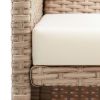 4 Piece Garden Lounge Set with Cushions Beige Poly Rattan