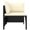 5 Piece Garden Sofa Set with Cushions Black Poly Rattan