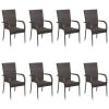 9 Piece Garden Dining Set Brown