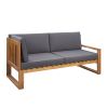 3-Piece Patio Sectional Set Acacia Wood and Grey Cushions Ideal for Outdoors and Indoors