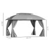 10' x 13' Patio Gazebo Canopy, Double Vented Roof, Steel Frame, Curtain Sidewalls, Outdoor Sun Shade Shelter for Garden, Lawn, Backyard, Deck, Gray