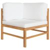 2-Seater Patio Sofa with Cream Cushions Solid Teak Wood