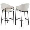 Beige and Glossy Black Sloped Arm Bar Stools (Set of 2)